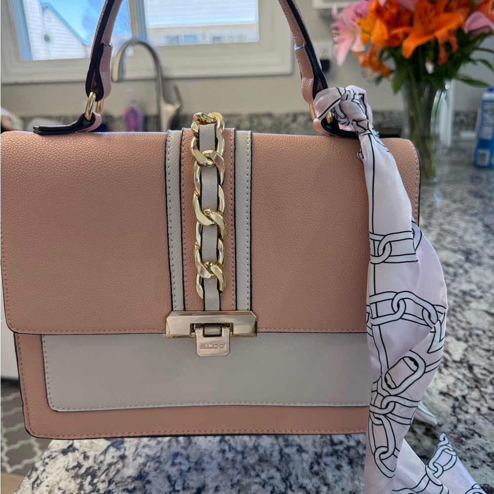 Aldo Tan and Cream Women's Bag with Scarf - Picture 5 of 5